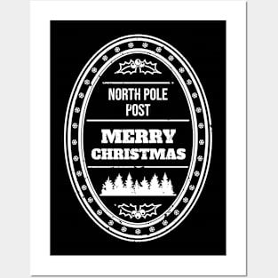 Santa Claus North Pole Post Stamp Merry Christmas Posters and Art